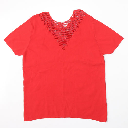 Casamia Womens Red Round Neck Viscose Pullover Jumper Size L