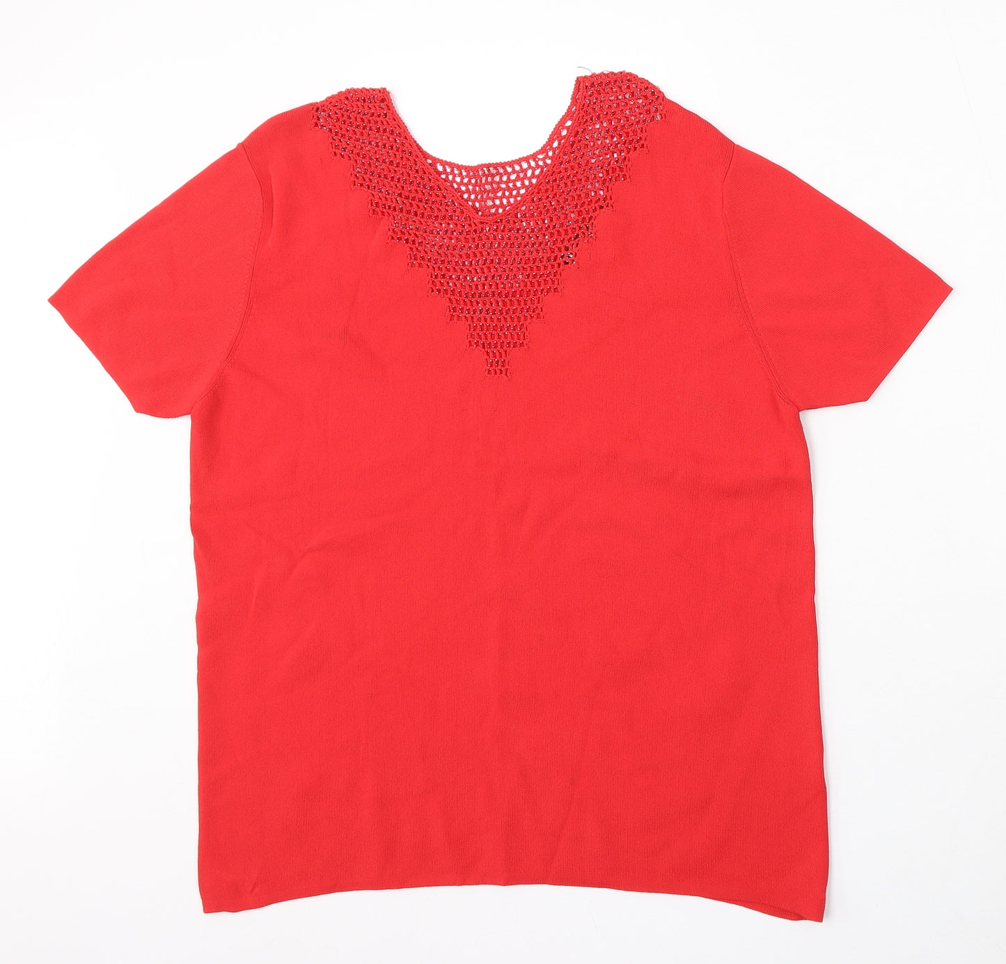 Casamia Womens Red Round Neck Viscose Pullover Jumper Size L