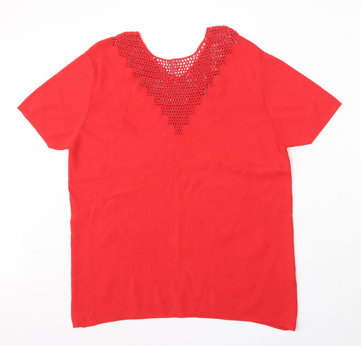 Casamia Womens Red Round Neck Viscose Pullover Jumper Size L