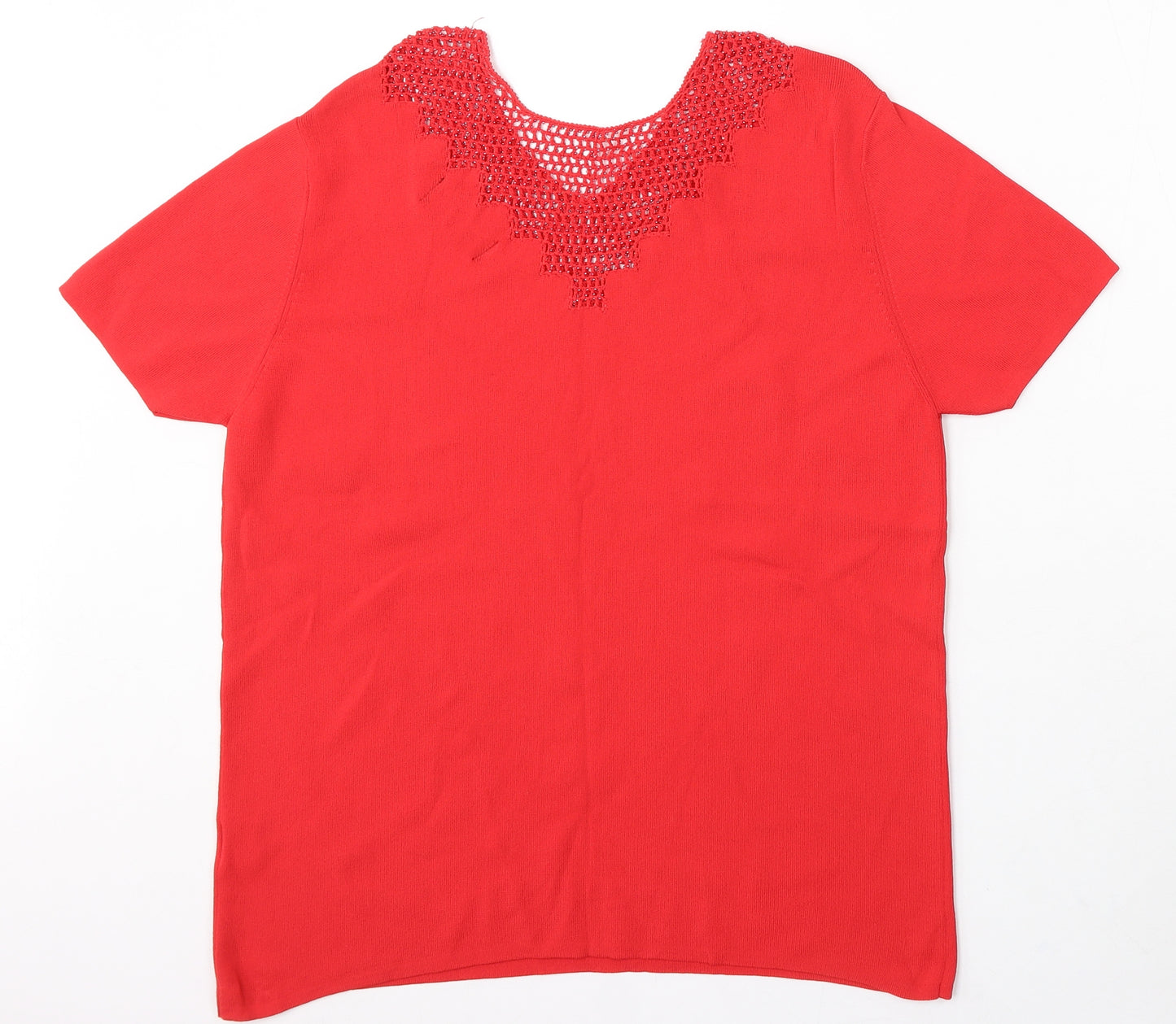 Casamia Womens Red Round Neck Viscose Pullover Jumper Size L