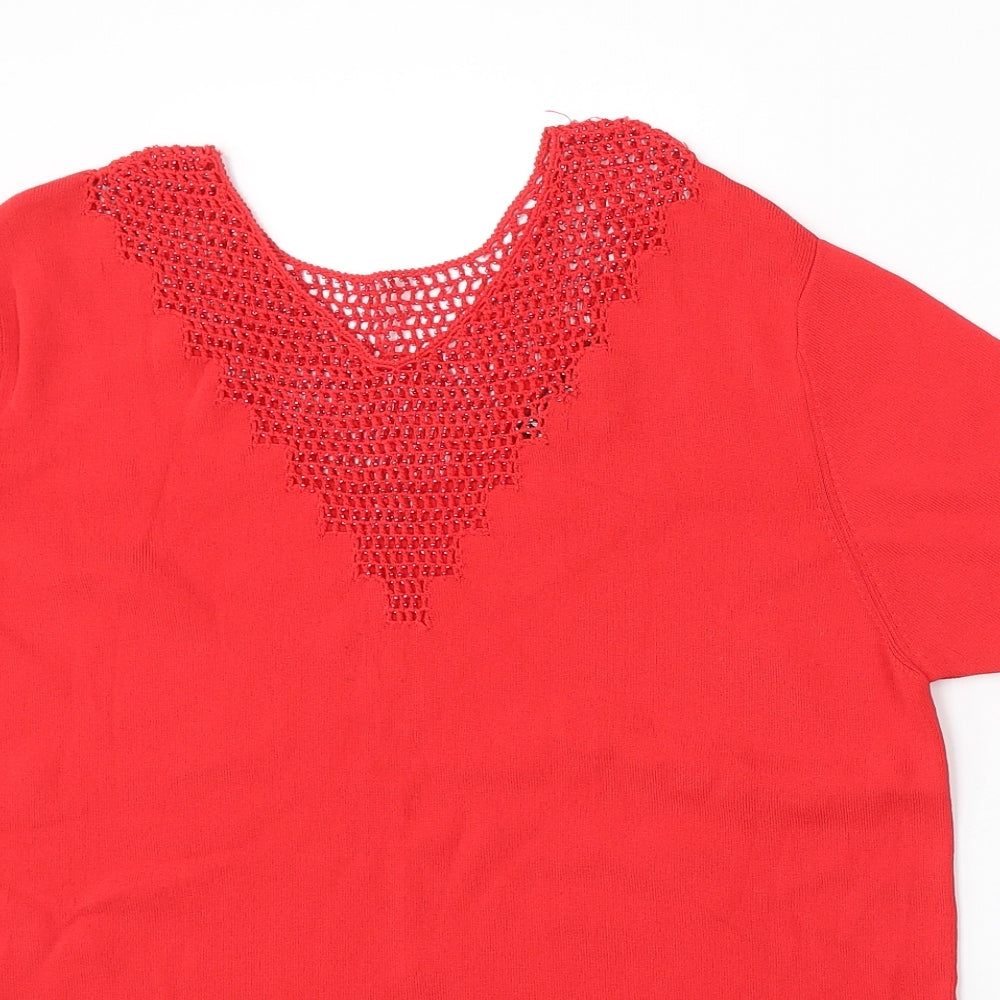 Casamia Womens Red Round Neck Viscose Pullover Jumper Size L