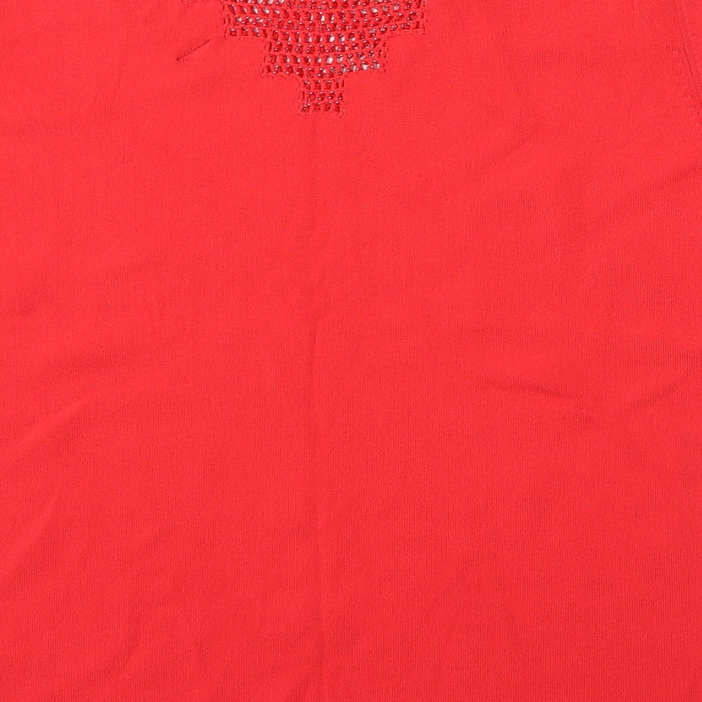 Casamia Womens Red Round Neck Viscose Pullover Jumper Size L