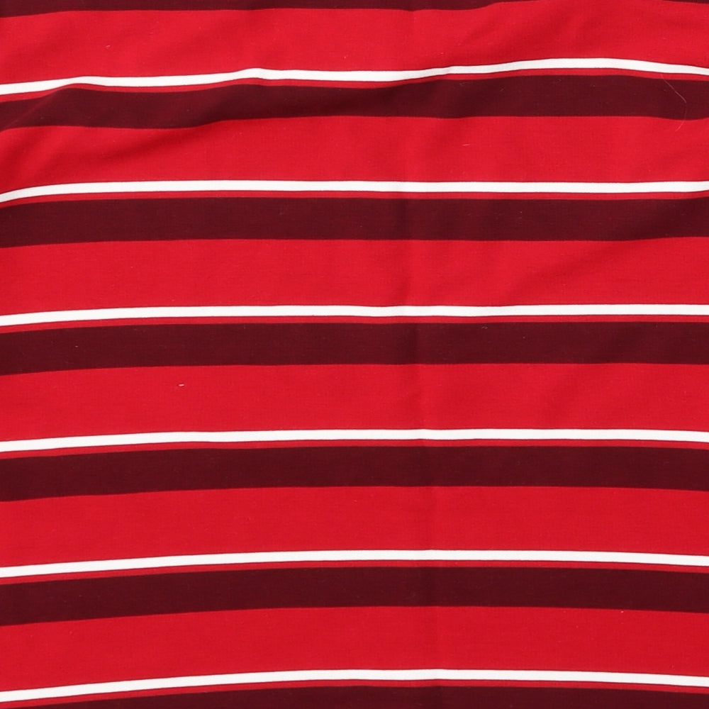 Marks and Spencer Womens Red Boat Neck Striped Viscose Pullover Jumper Size 14