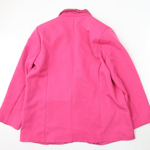 Made in Italy Womens Pink Polyester Jacket Blazer Size XL