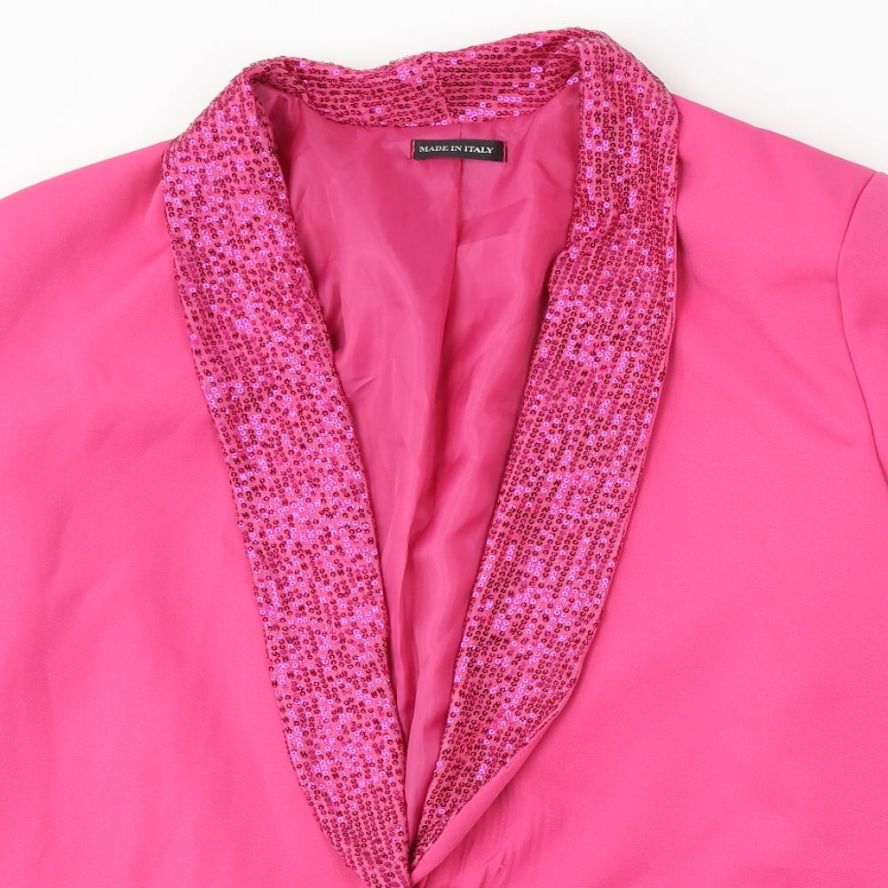 Made in Italy Womens Pink Polyester Jacket Blazer Size XL
