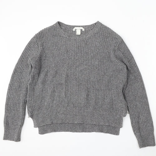 H&M Womens Grey Round Neck Acrylic Pullover Jumper Size M