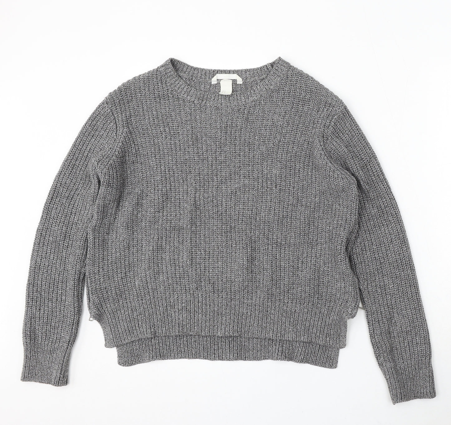 H&M Womens Grey Round Neck Acrylic Pullover Jumper Size M