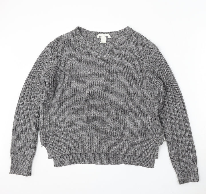 H&M Womens Grey Round Neck Acrylic Pullover Jumper Size M