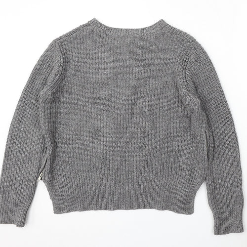 H&M Womens Grey Round Neck Acrylic Pullover Jumper Size M