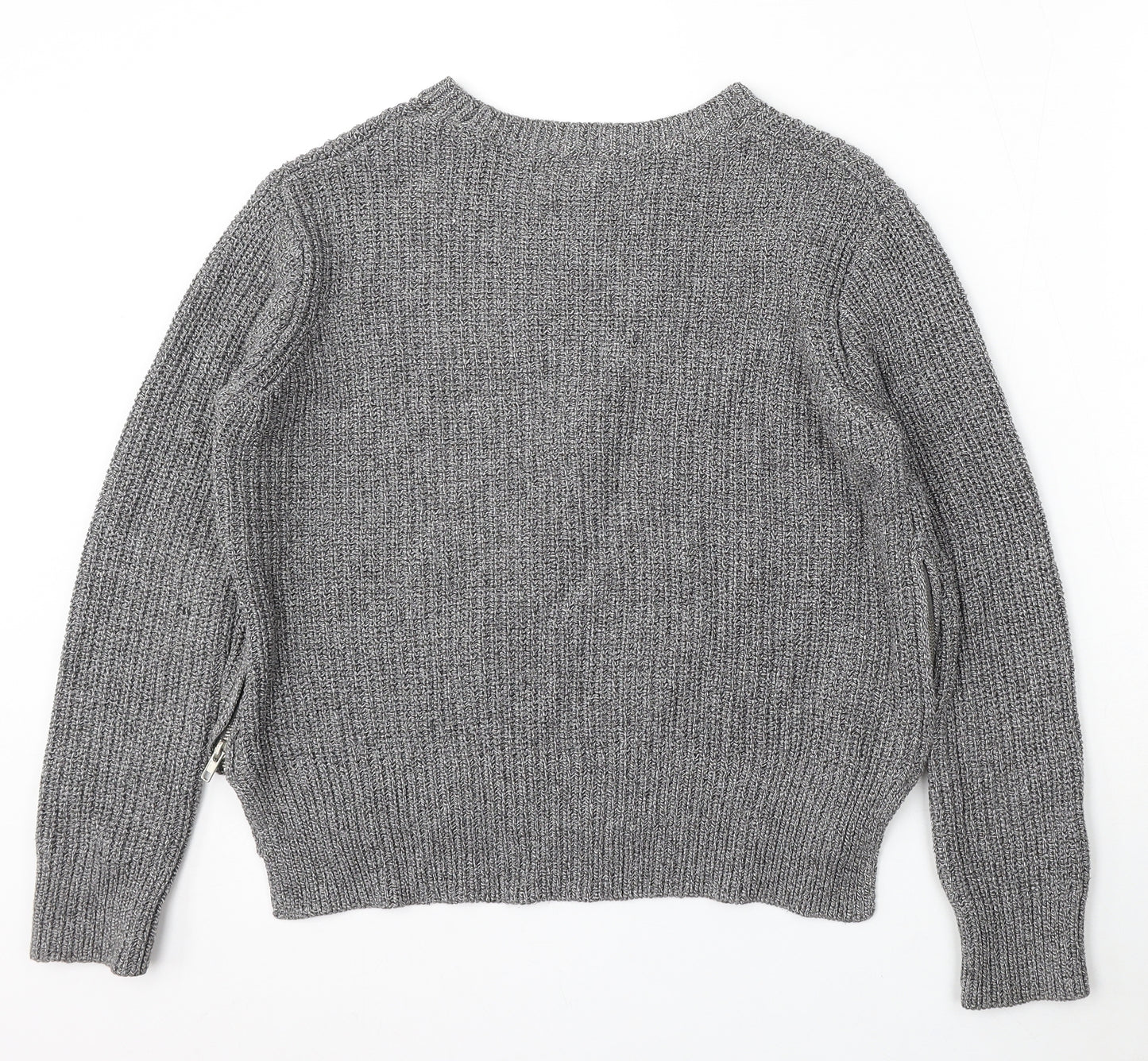H&M Womens Grey Round Neck Acrylic Pullover Jumper Size M