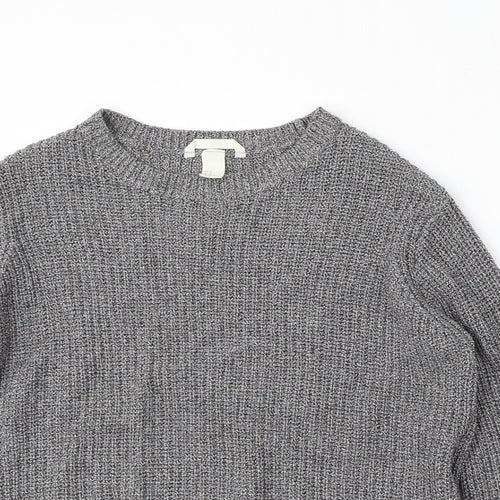 H&M Womens Grey Round Neck Acrylic Pullover Jumper Size M