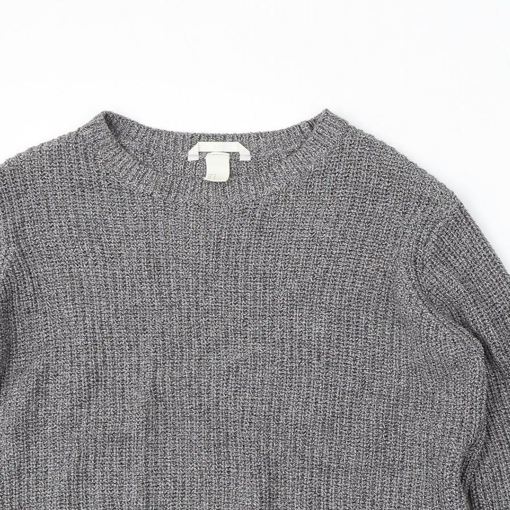 H&M Womens Grey Round Neck Acrylic Pullover Jumper Size M