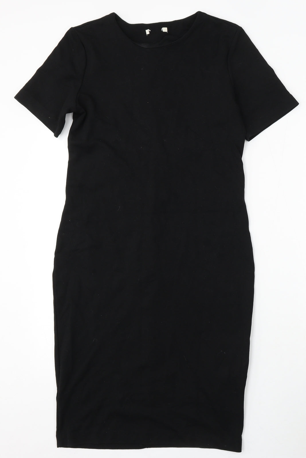 H&M Womens Black Polyester Bodycon Size M Round Neck Zip