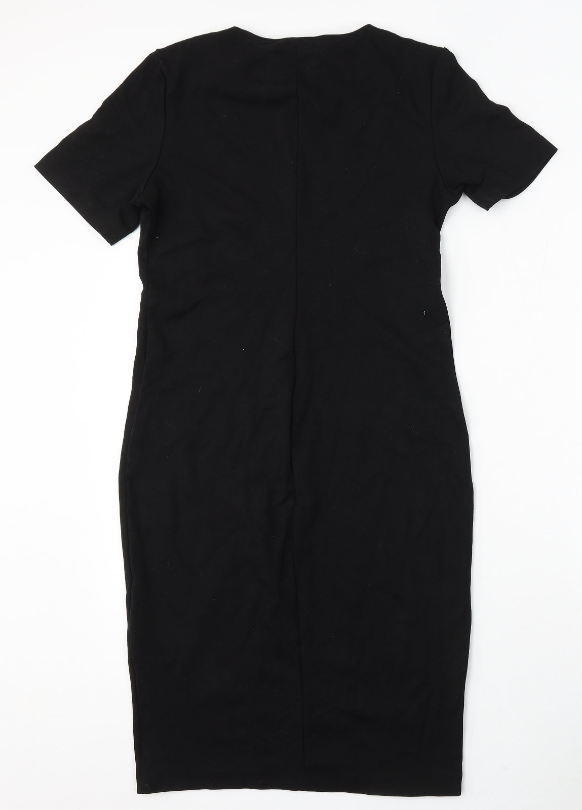 H&M Womens Black Polyester Bodycon Size M Round Neck Zip
