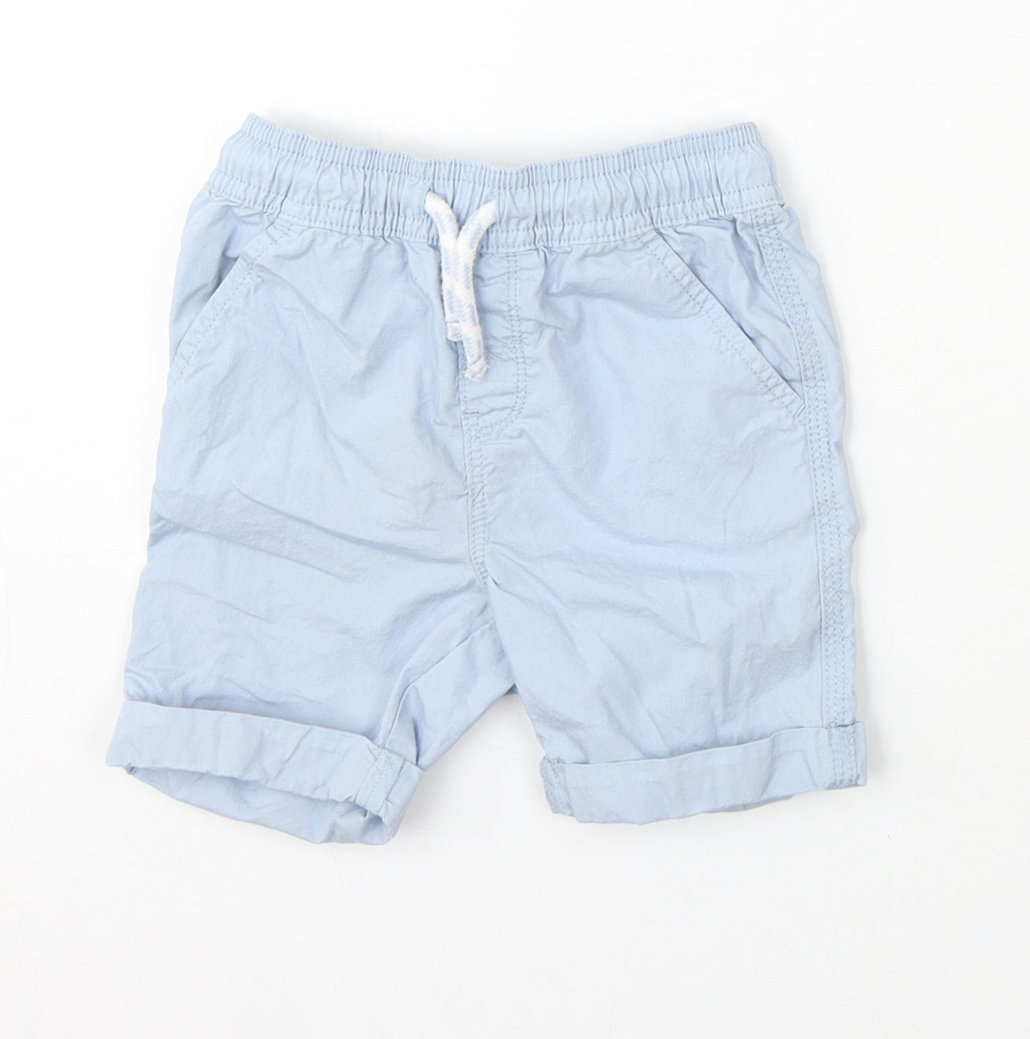 TU Boys Blue Cotton Cropped Trousers Size 18-24 Months Drawstring