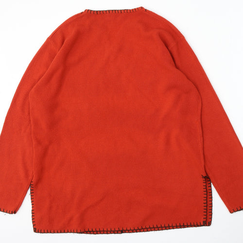 Instyle Womens Red V-Neck Acrylic Pullover Jumper Size L
