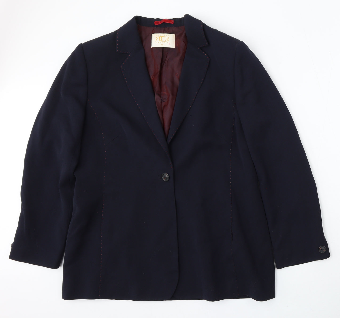 Country Casuals Womens Blue Wool Jacket Suit Size 16
