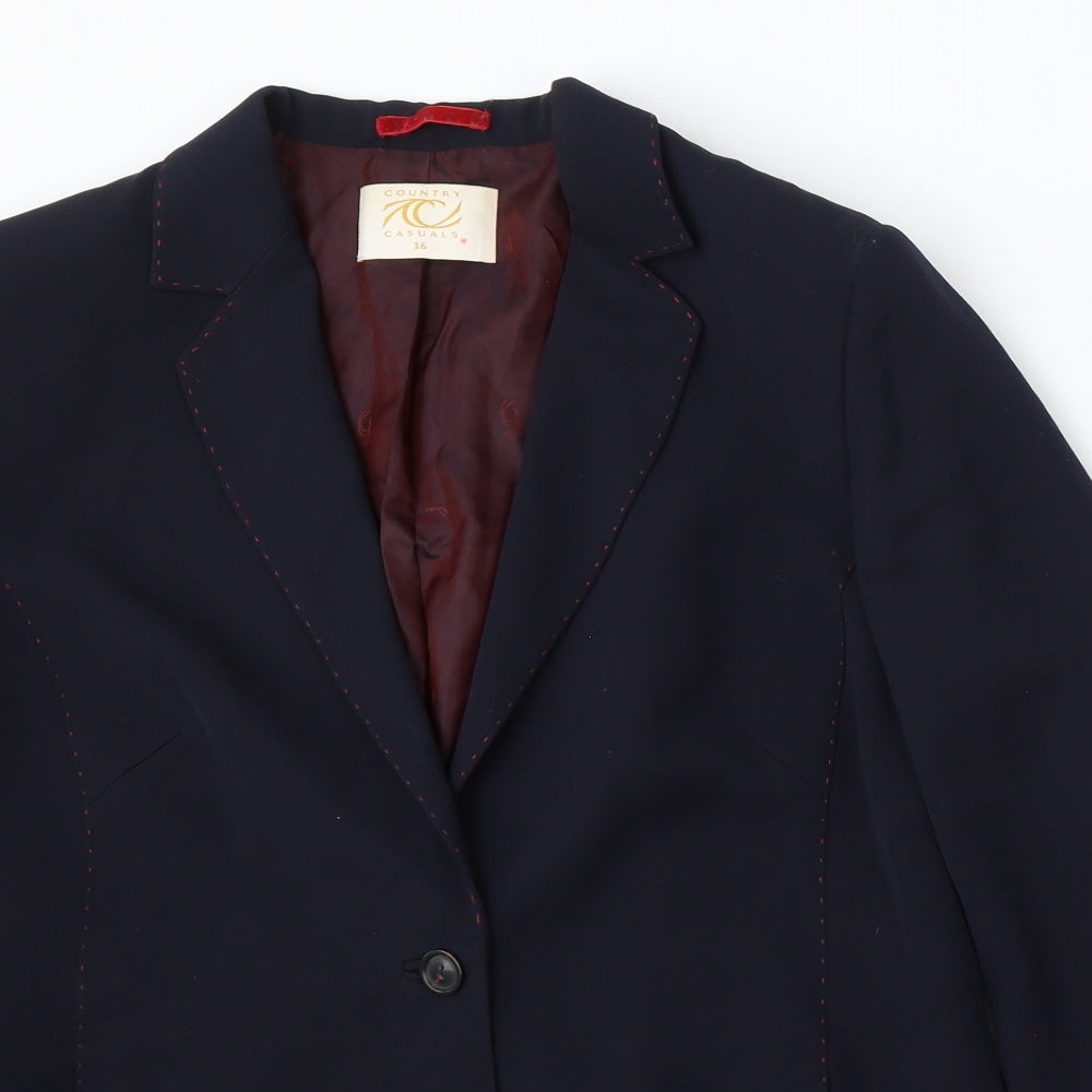 Country Casuals Womens Blue Wool Jacket Suit Size 16