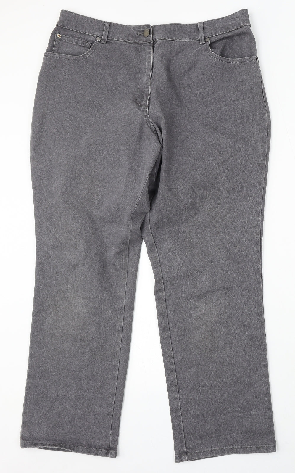 Maine Womens Grey Cotton Bootcut Jeans Size 16 L29 in Regular Button