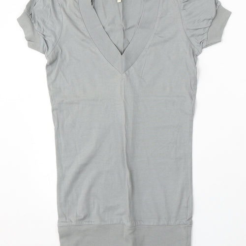 New Look Womens Grey V-Neck Cotton Pullover Jumper Size 8
