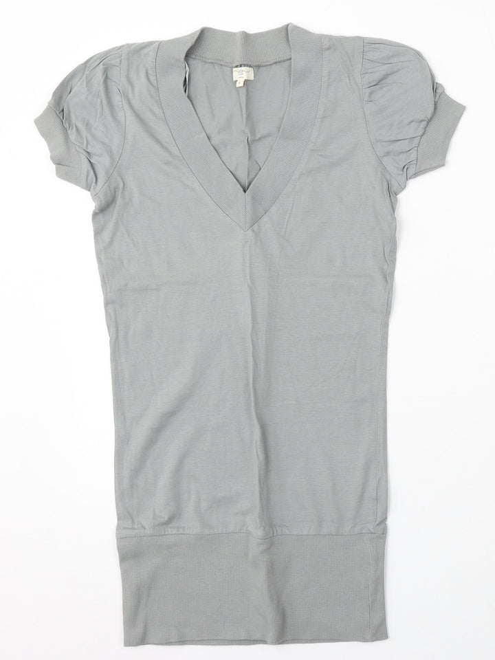 New Look Womens Grey V-Neck Cotton Pullover Jumper Size 8