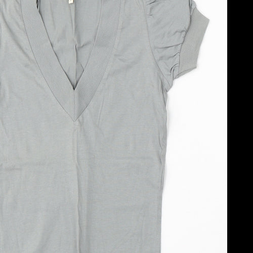 New Look Womens Grey V-Neck Cotton Pullover Jumper Size 8