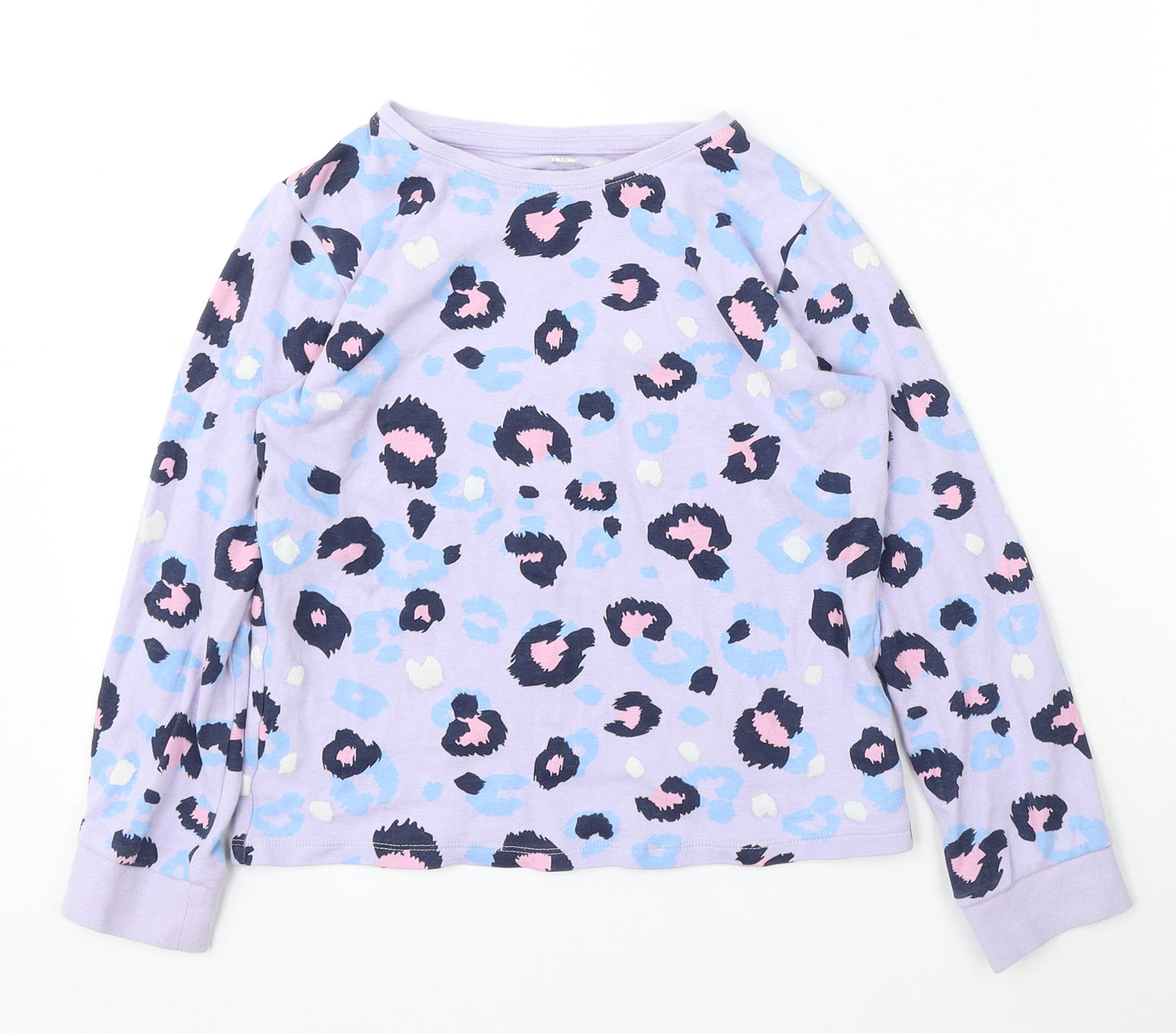 F&F Girls Purple Animal Print Cotton Basic T-Shirt Size 9-10 Years Round Neck