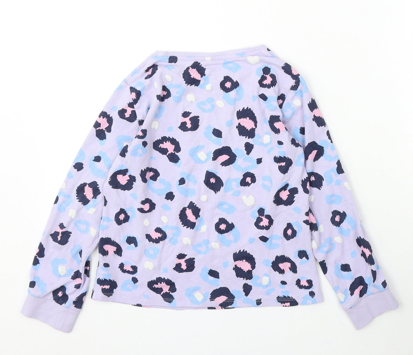 F&F Girls Purple Animal Print Cotton Basic T-Shirt Size 9-10 Years Round Neck