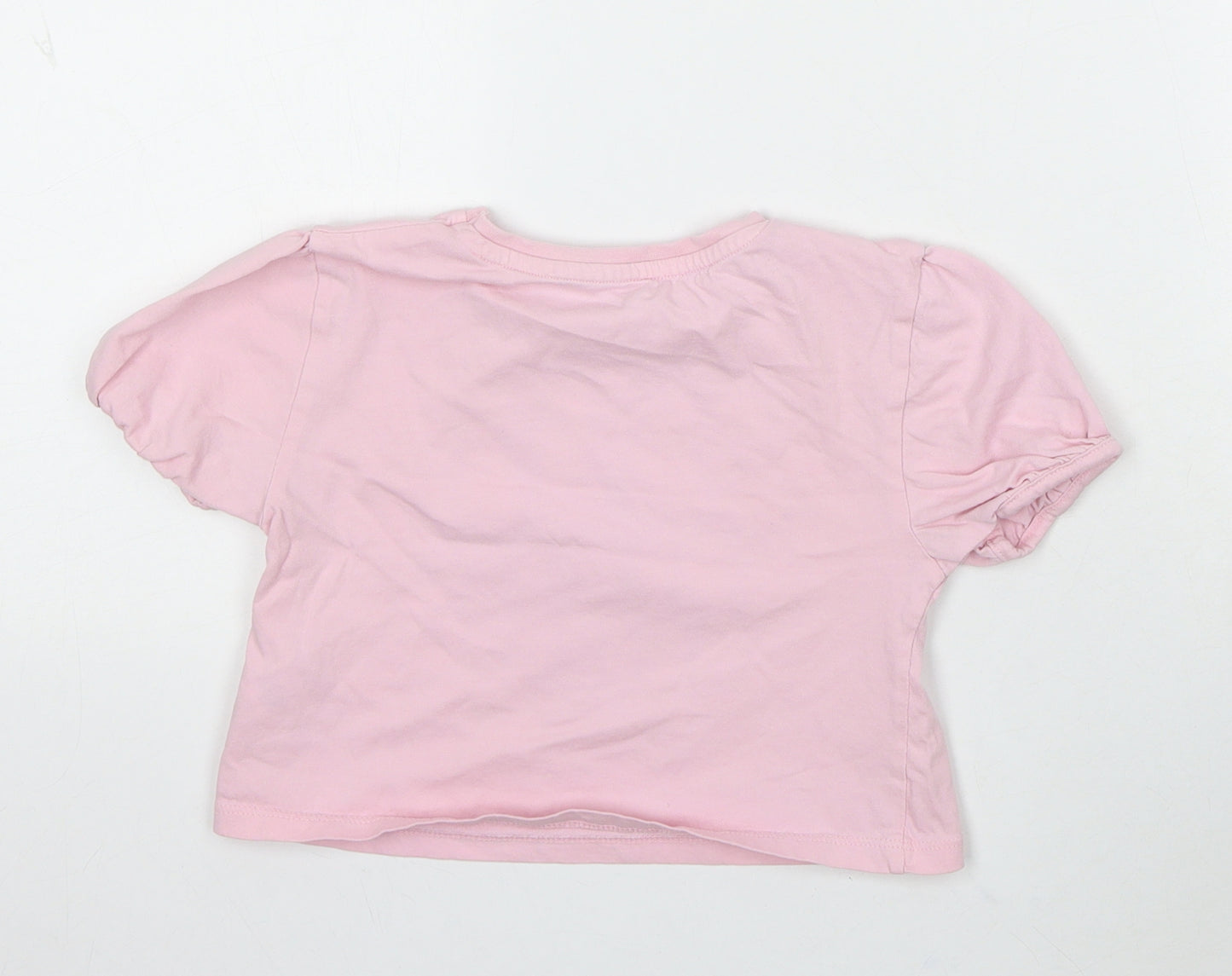 Dunnes Stores Girls Pink Cotton Basic T-Shirt Size 4-5 Years Round Neck - Free Spirit