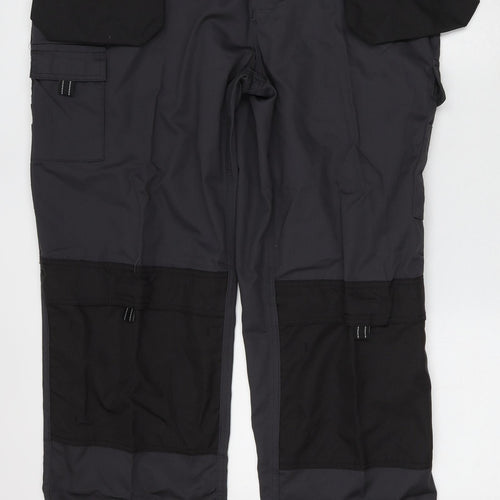 Trojan Mens Grey Polyester Cargo Trousers Size 42 L34 in Regular Button - Work Wear