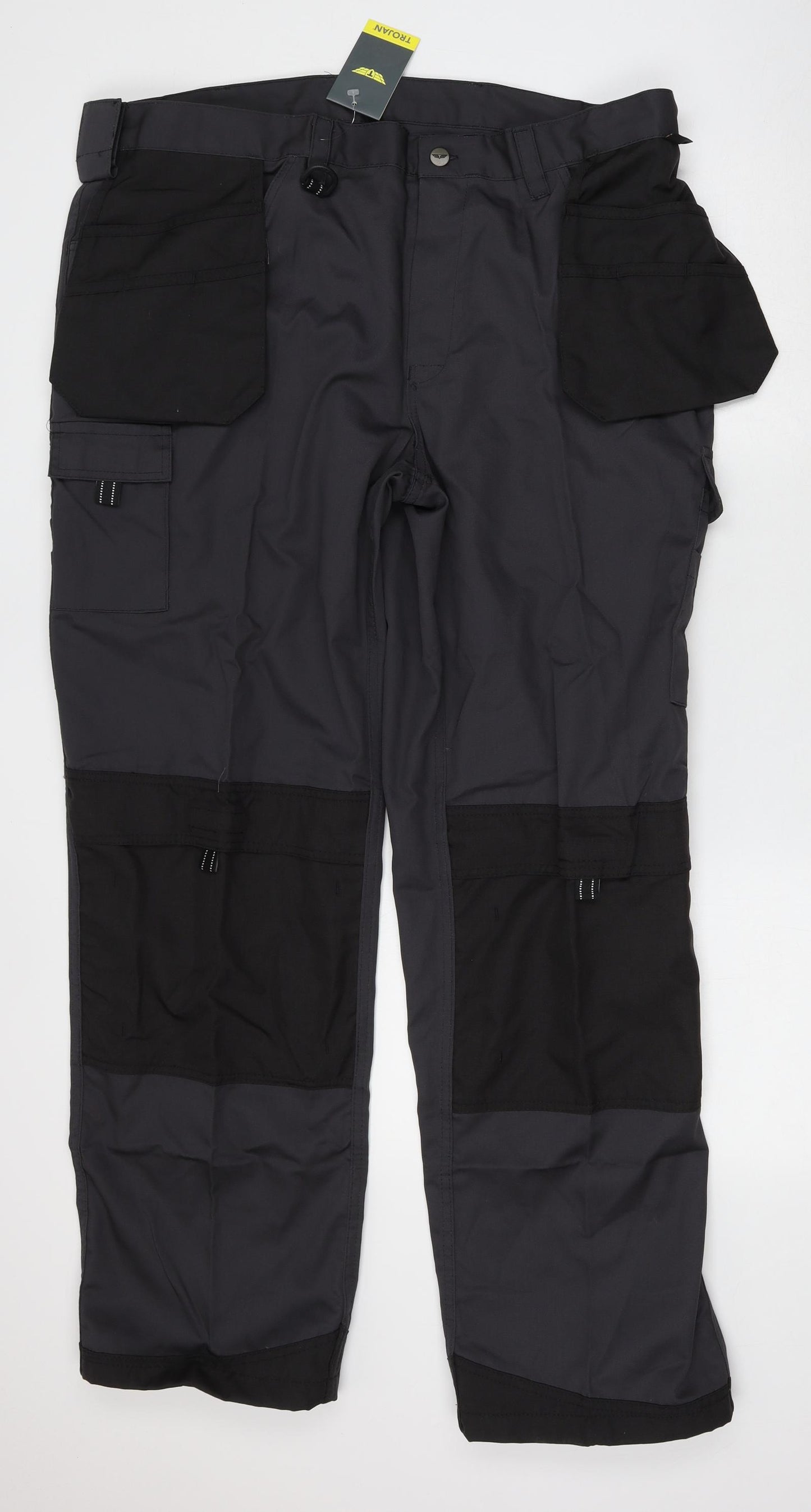 Trojan Mens Grey Polyester Cargo Trousers Size 42 L34 in Regular Button - Work Wear