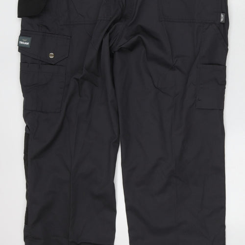 Trojan Mens Grey Polyester Cargo Trousers Size 42 L34 in Regular Button - Work Wear