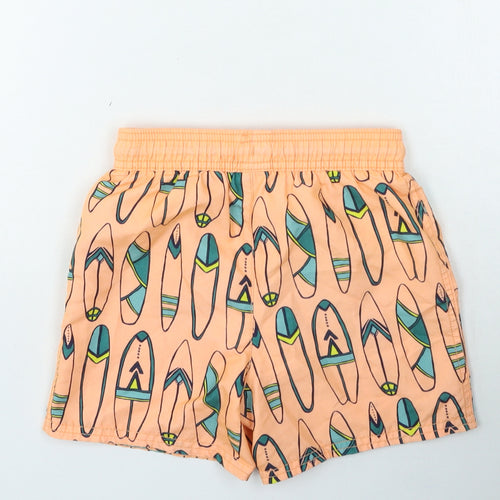 George Boys Orange Geometric Polyester Utility Shorts Size 5-6 Years Regular Drawstring - Surfboards