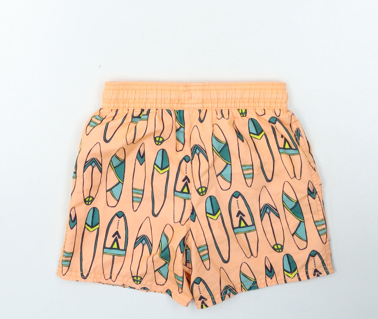 George Boys Orange Geometric Polyester Utility Shorts Size 5-6 Years Regular Drawstring - Surfboards