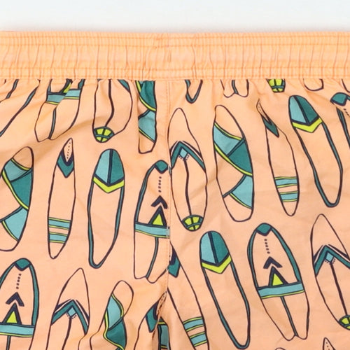 George Boys Orange Geometric Polyester Utility Shorts Size 5-6 Years Regular Drawstring - Surfboards