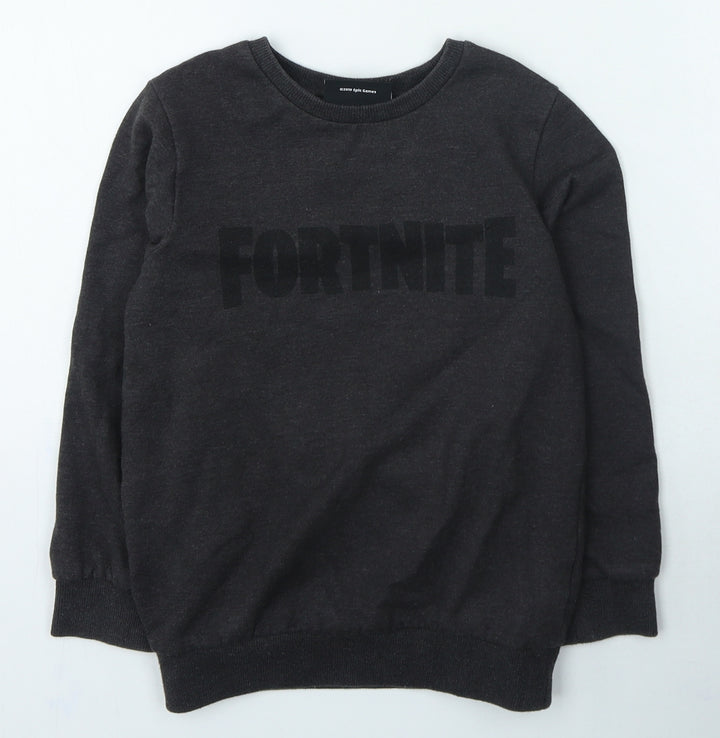 Preworn Boys Grey Cotton Pullover Sweatshirt Size 7 Years Pullover - FORTNITE