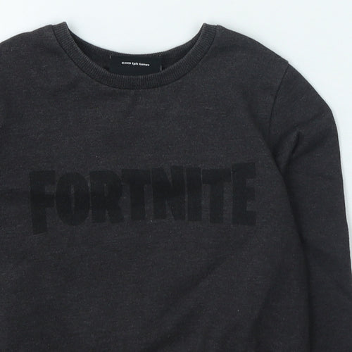 Preworn Boys Grey Cotton Pullover Sweatshirt Size 7 Years Pullover - FORTNITE