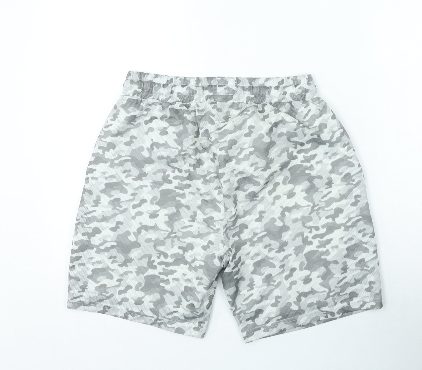 boohooman Mens Grey Camouflage Polyester Sweat Shorts Size M L7 in Regular Drawstring