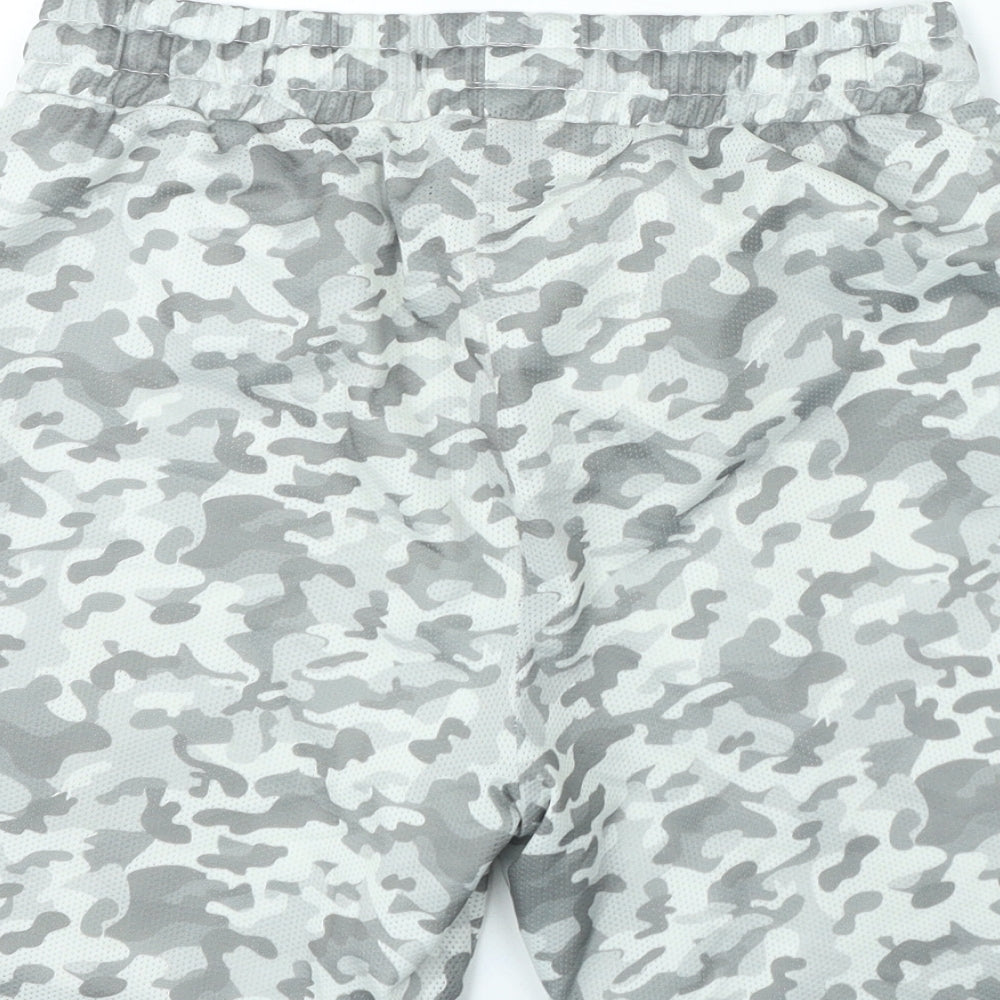 boohooman Mens Grey Camouflage Polyester Sweat Shorts Size M L7 in Regular Drawstring