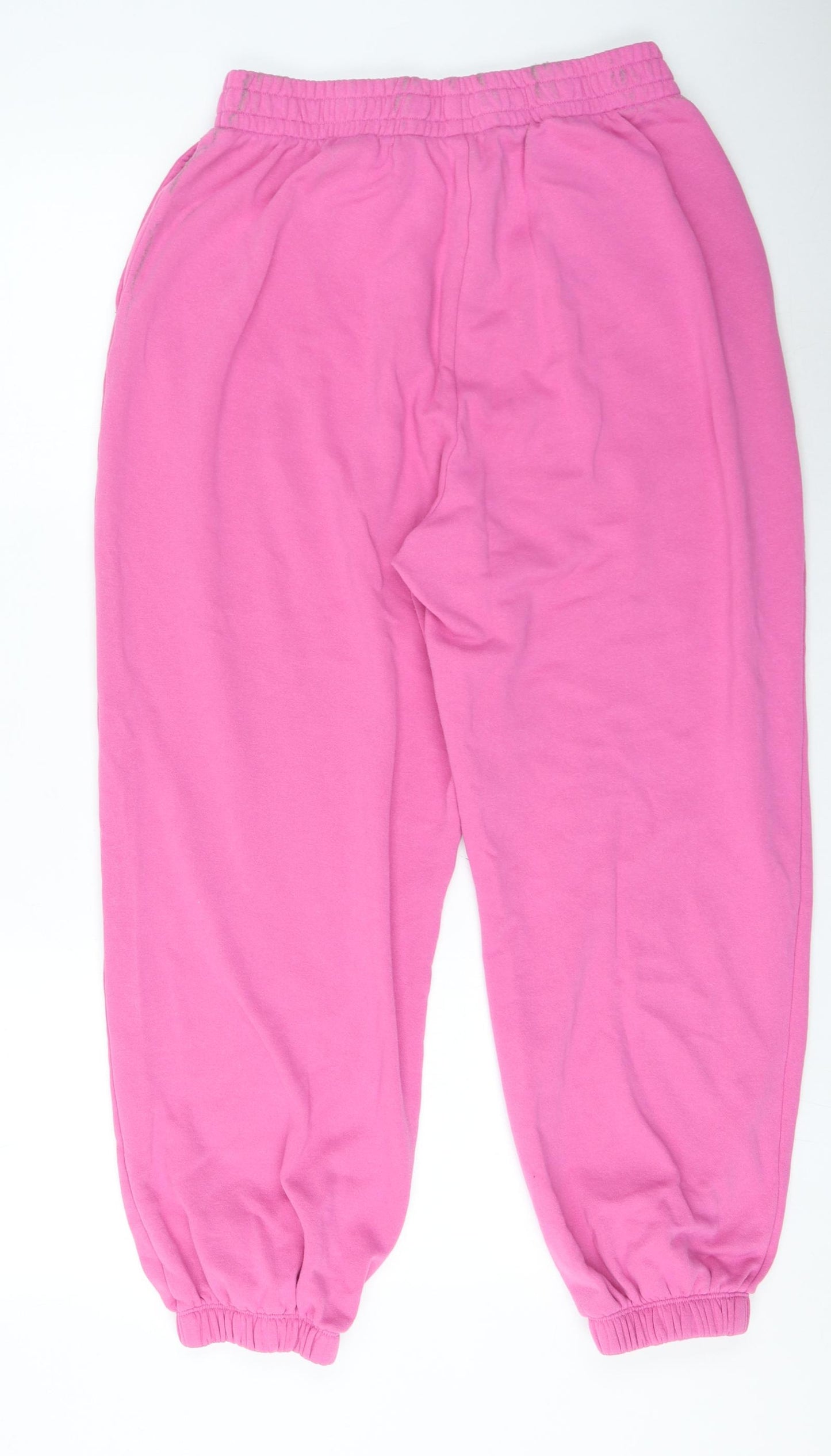 H&M Womens Pink Geometric Cotton Jogger Trousers Size M L25 in Regular - Nirvana