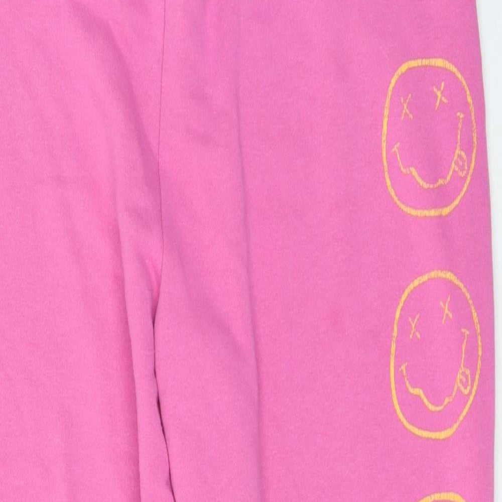 H&M Womens Pink Geometric Cotton Jogger Trousers Size M L25 in Regular - Nirvana