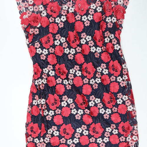 Marks and Spencer Womens Multicoloured Floral Polyester Bodycon Size 22 Round Neck Zip