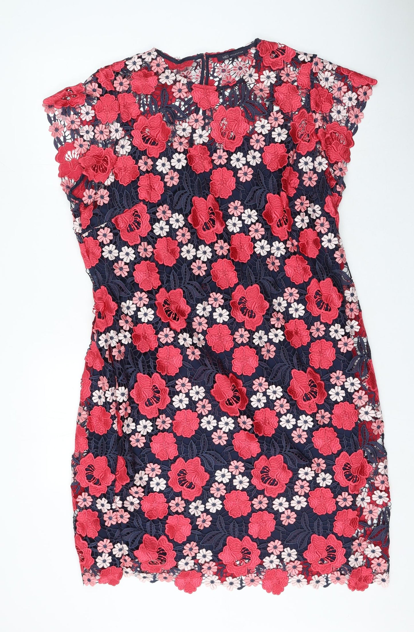 Marks and Spencer Womens Multicoloured Floral Polyester Bodycon Size 22 Round Neck Zip