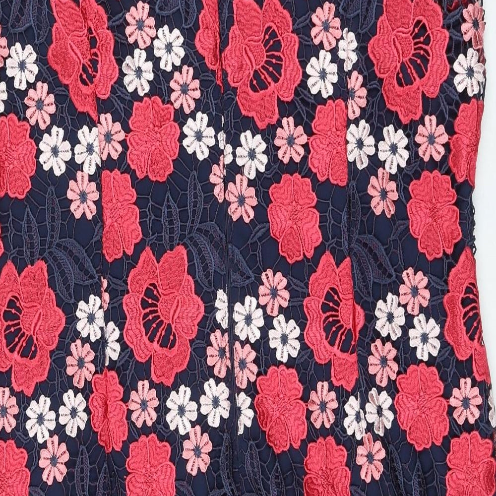 Marks and Spencer Womens Multicoloured Floral Polyester Bodycon Size 22 Round Neck Zip