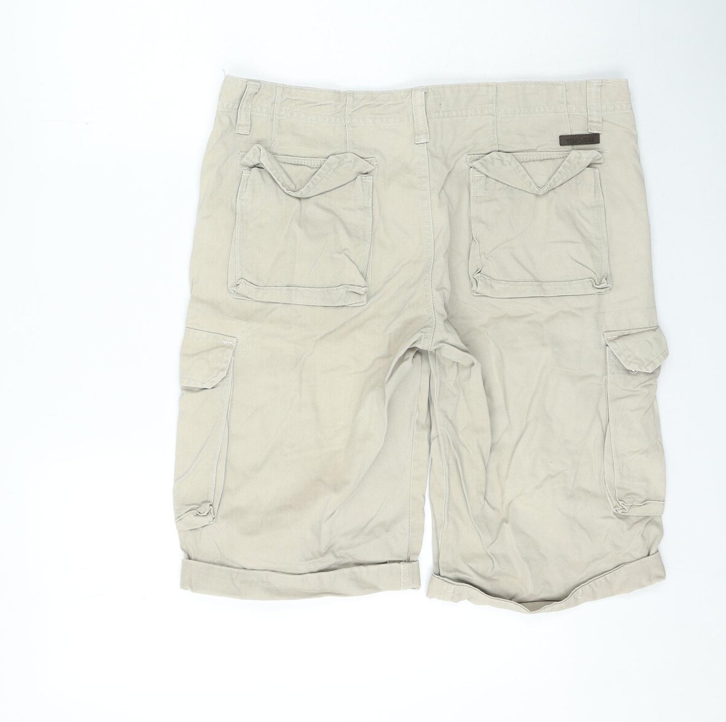 WOLF & YORK Mens Beige Cotton Cargo Shorts Size M L10 in Regular Zip
