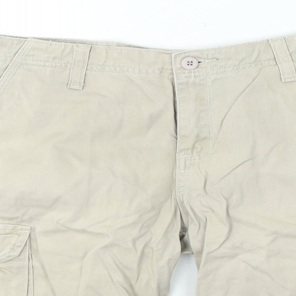 WOLF & YORK Mens Beige Cotton Cargo Shorts Size M L10 in Regular Zip