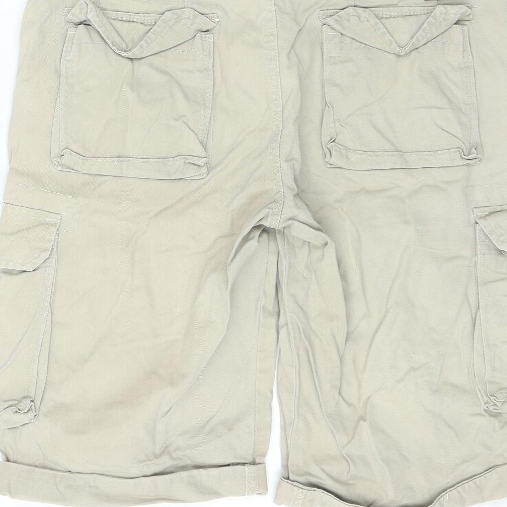 WOLF & YORK Mens Beige Cotton Cargo Shorts Size M L10 in Regular Zip