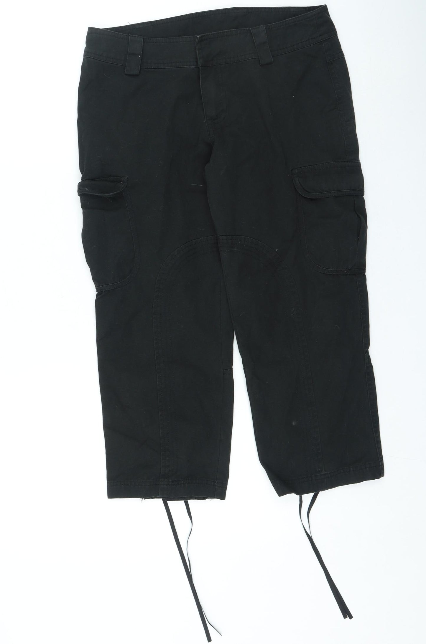 Soaked in Luxury Womens Black Cotton Cargo Shorts Size 36 L20 in Regular Zip
