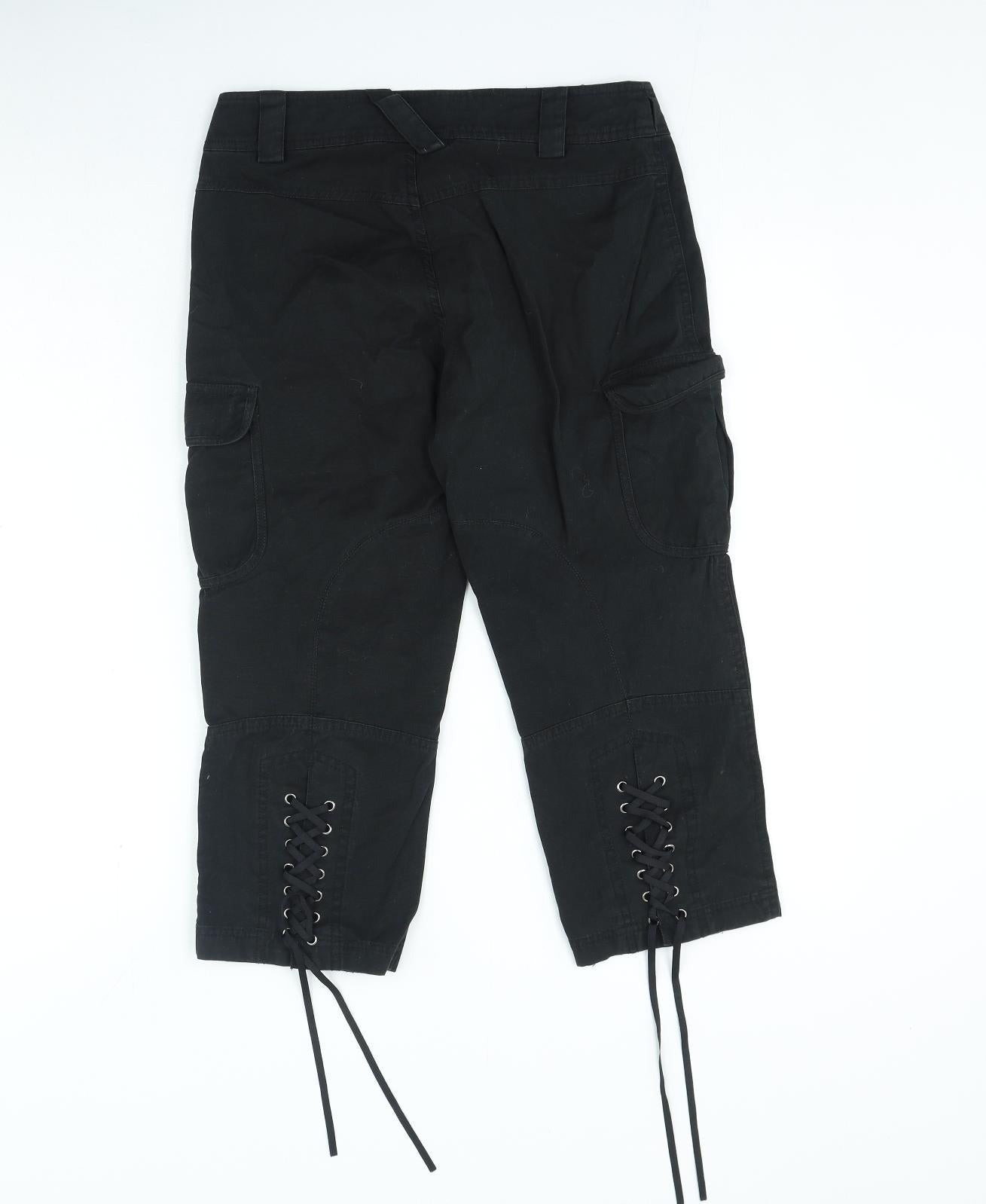 Soaked in Luxury Womens Black Cotton Cargo Shorts Size 36 L20 in Regular Zip