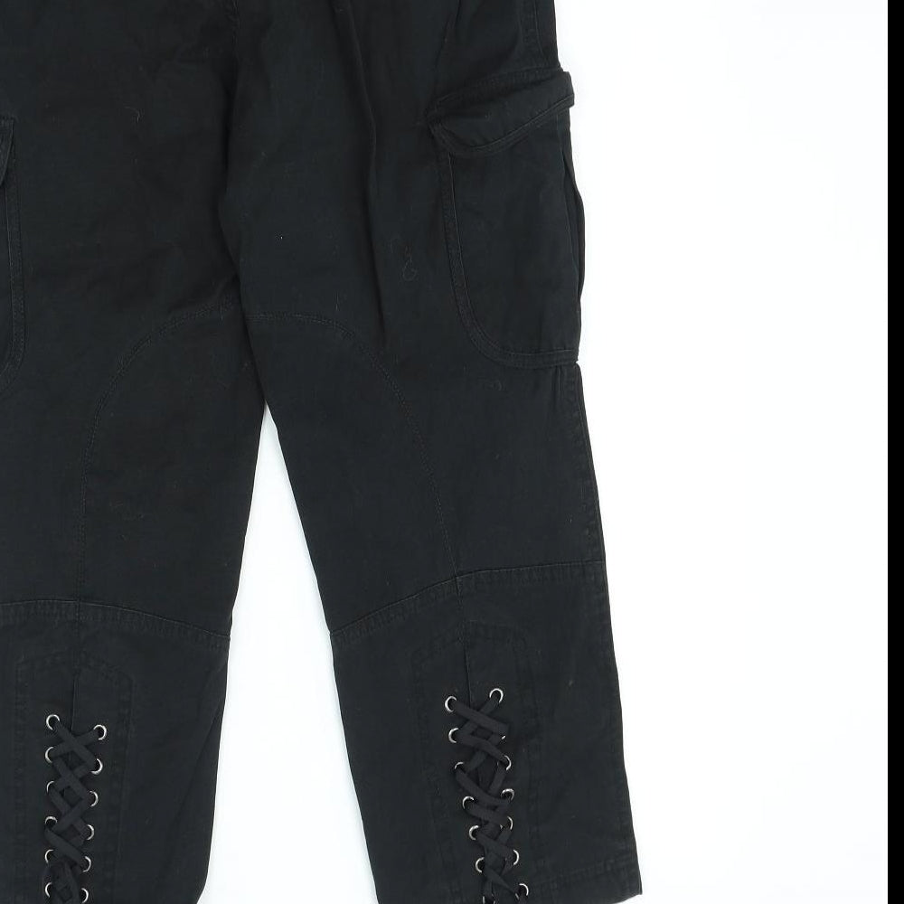 Soaked in Luxury Womens Black Cotton Cargo Shorts Size 36 L20 in Regular Zip